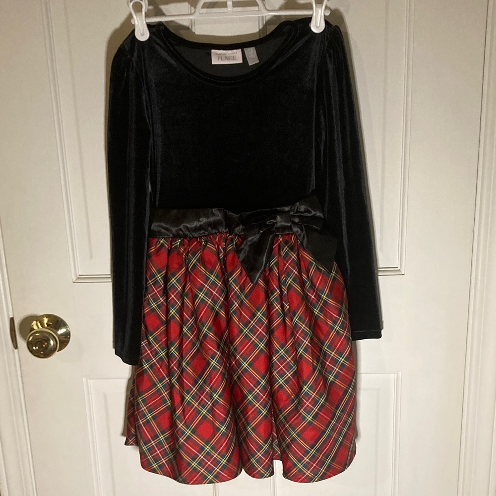 Black Velvet and Red Plaid Dress